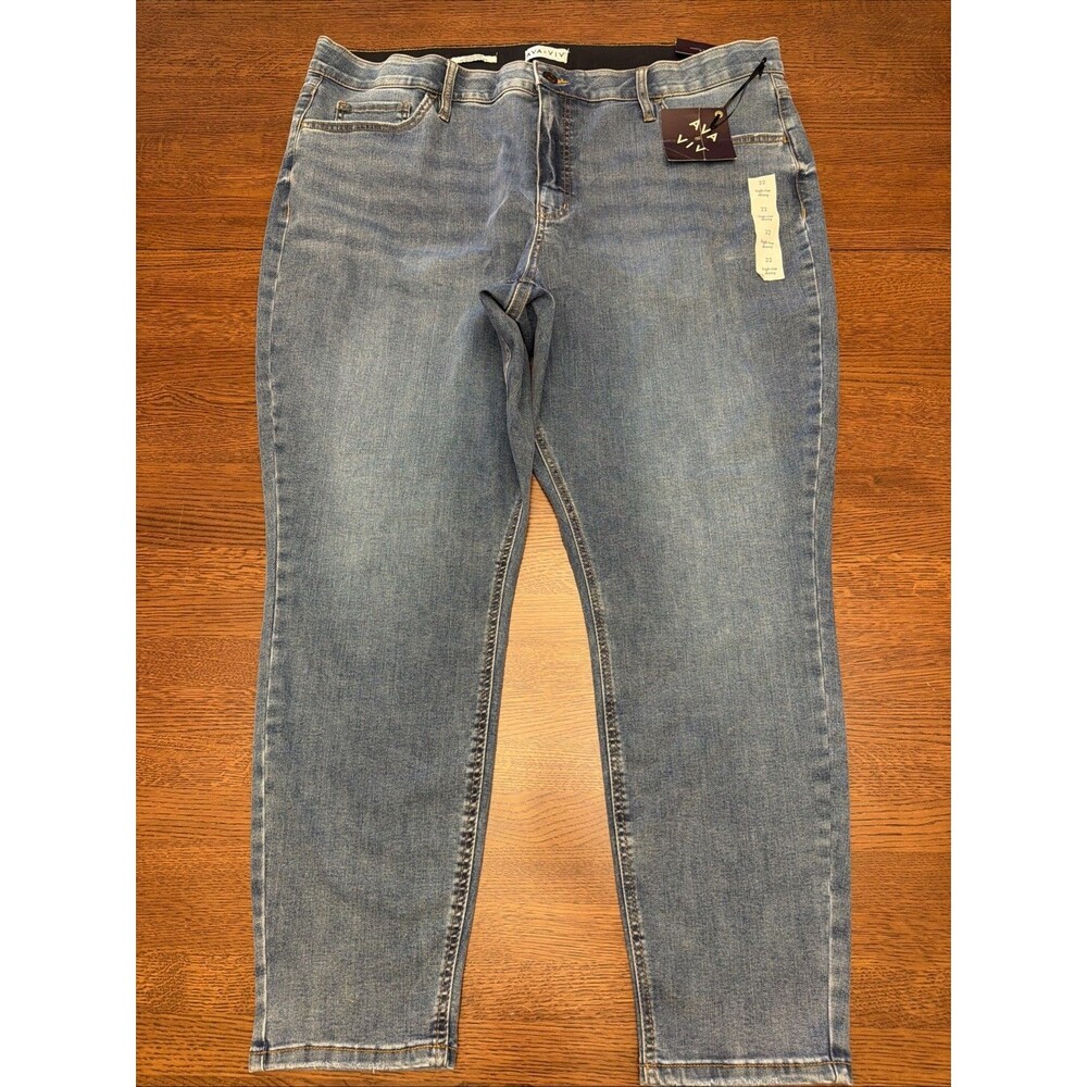 NWT Ava & Viv High Rise Skinny Jeans Womens Plus 22 Blue Medium Wash Stretch
